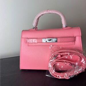 Pink leather crossbody